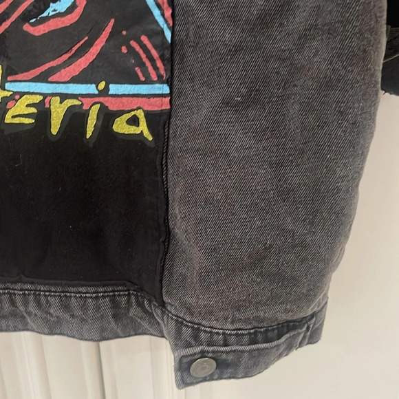 Leppard Ash Grey Black Junkfood denim Jean Patch Long Sleeve Oversized Jacket XS - Picture 5 of 13